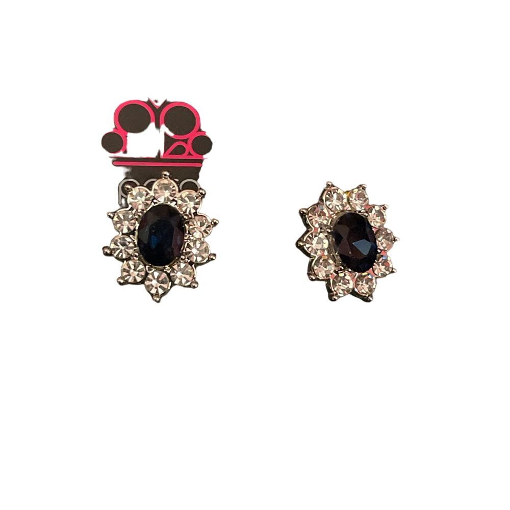 Elegant Sapphire Blue and Crystal Stud Earrings Paparazzi Accessories R-71